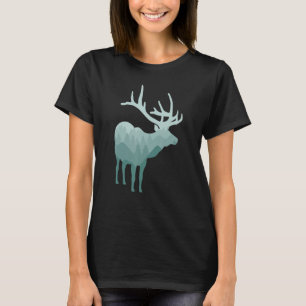 Hjort Silhouette Forest Mountain Landscape Natatur T Shirt