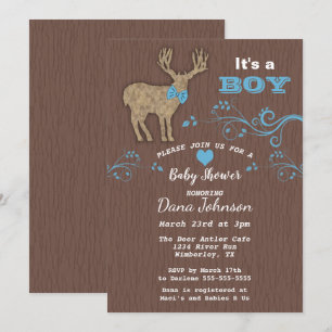 Hjort Silhouette Pojke Baby Shower Inbjudningar