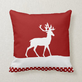 Hjort Silhouette - Red and White Kudde