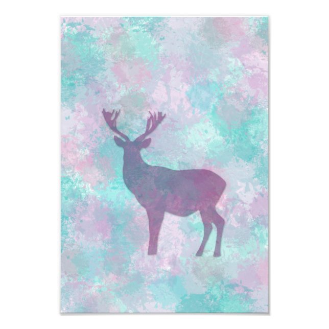 Hjort silhouette Simple abstrakt Winter Cute Paste Fototryck (Framsidan)
