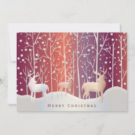 Hjort Silhouettes i Snö Orange Lila Helgdag Julkort