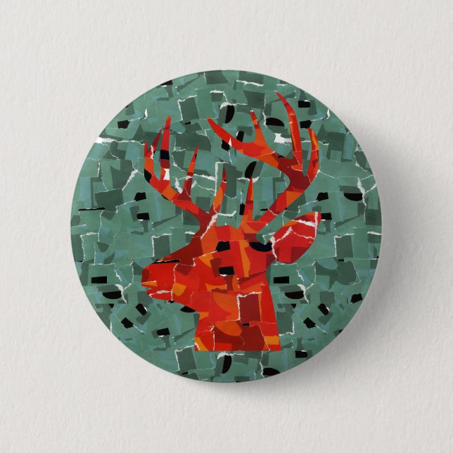 Hjort silhuette mosaic knapp (Framsida)