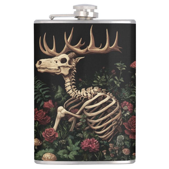 Hjort Skeleton Mystical Gothic Blommigt Fickplunta (Framsidan)