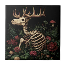 Hjort Skeleton Mystical Gothic Blommigt