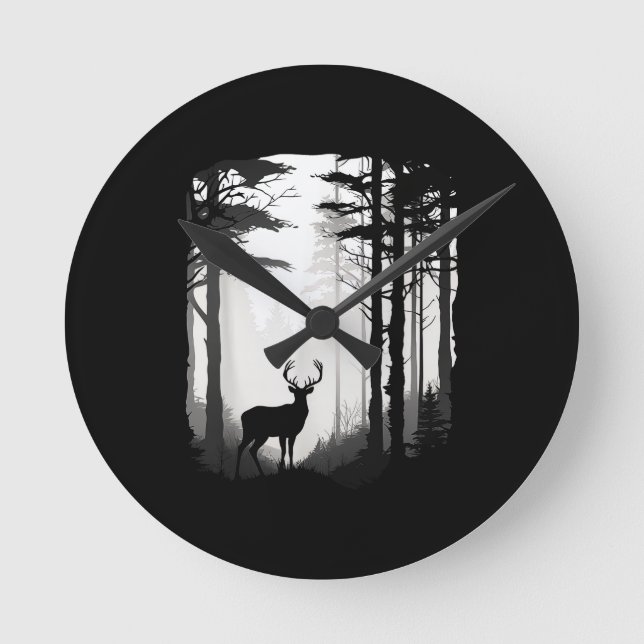 Hjort Skog Vilda Djur Rund Klocka (Framsida)