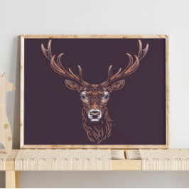 Hjort | Skogs djur Hjort Väggutskrift Poster
