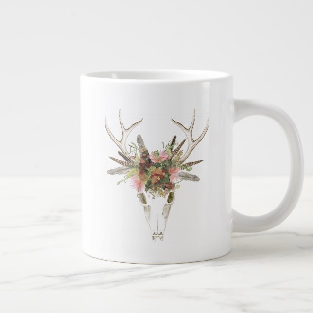 Hjort Skull & blommor Jumbo Mugg (Höger)