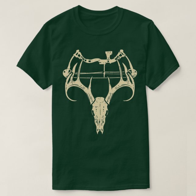 Hjort Skull Compound Bow Retro Hunting Archery Pap T Shirt (Design framsida)