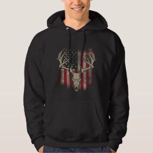 Hjort Skull Hunter American Flagga Hjort Hunting U Hoodie