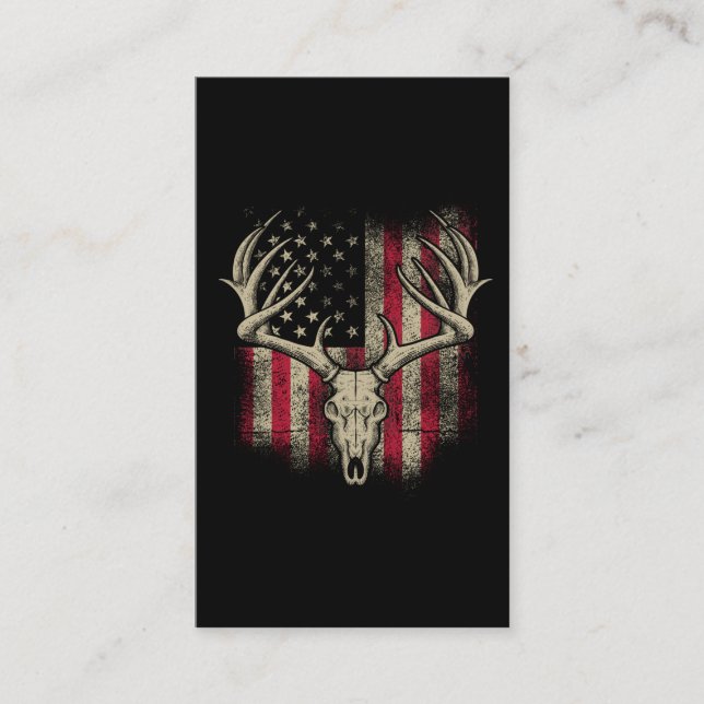 Hjort Skull Hunter American Flagga Hjort Hunting U Visitkort (Framsida)