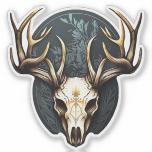 Hjort Skull Large Antlers Hunting Sticker Klistermärken