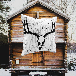 Hjort Skull och Birch Träd Pillow Kudde