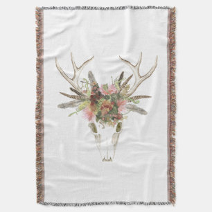 Hjort Skull och blommor Filt