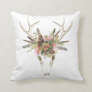 Hjort Skull och blommor Kudde