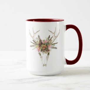 Hjort Skull och blommor Mugg