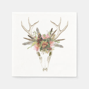Hjort Skull och blommor Pappersservett