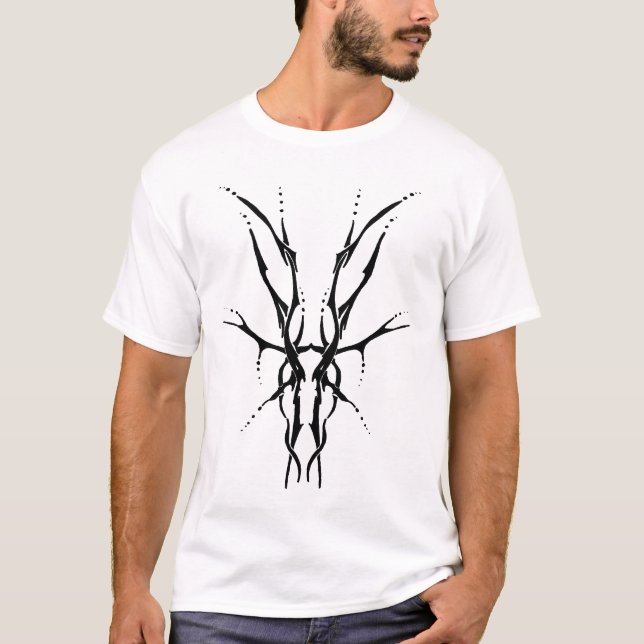 Hjort Skull-stamdesign för hjortar svart Tee (Framsida)