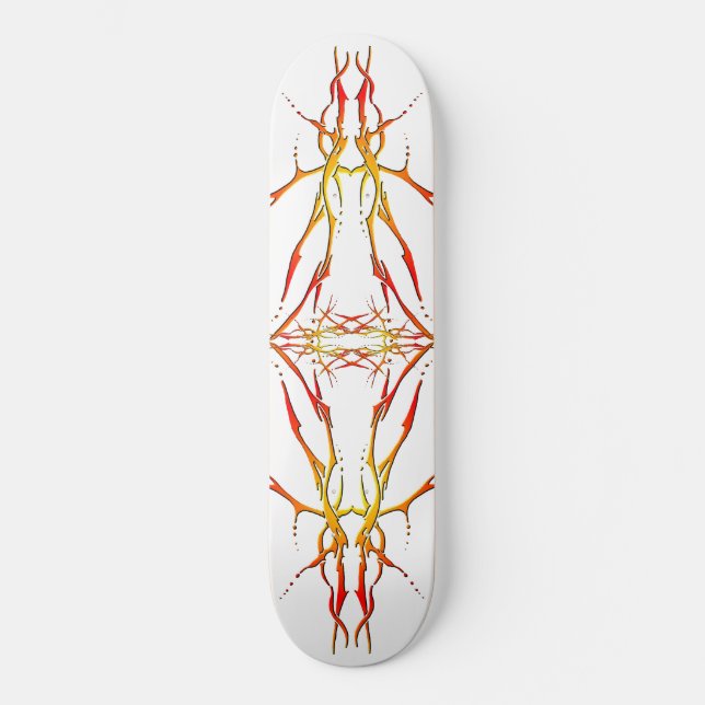 Hjort Skull Tribal Tattoo - red Mini Skateboard Bräda 18,5 Cm (Framsida)