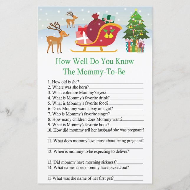Hjort sleigh med presenter, hur bra vet du (Framsida)