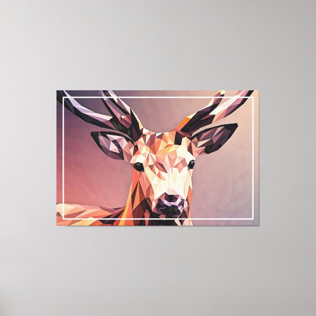 Hjort Small Poly Art-design Canvastryck (Framsida)