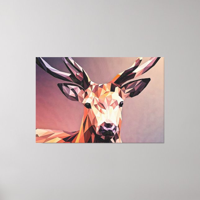 Hjort Small Poly Art-design Canvastryck (Framsida)