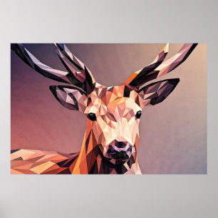 Hjort Small Poly Art-design Poster