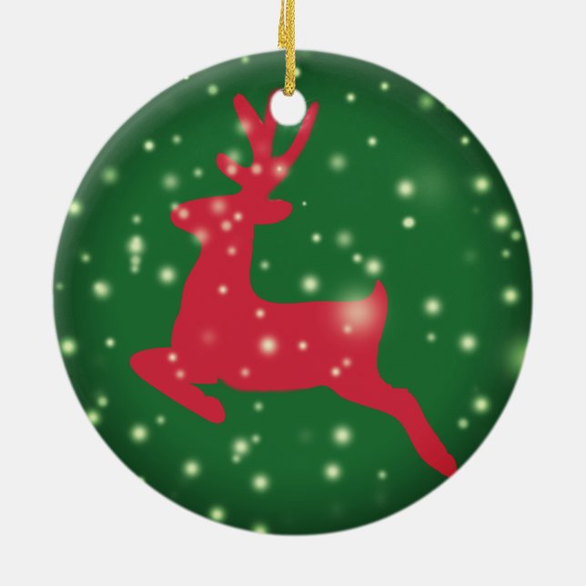 Hjort snöflingorprydnad julgransprydnad keramik (Baksidan)