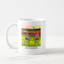 Hjort som frågar för en jaktlicens kaffemugg