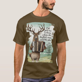 Hjort som spelar accordion American väster buffalo T Shirt