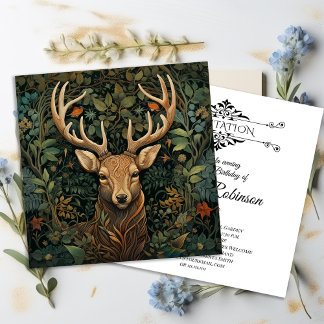 Hjort Stag med Antlers i Magic Forest Tack Kort