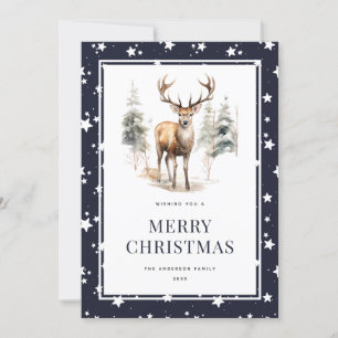 Hjort Stag Starry Blue God jul Card Julkort