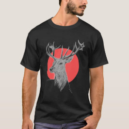 Hjort Stag teckning Red Circle Djurkonst T Shirt