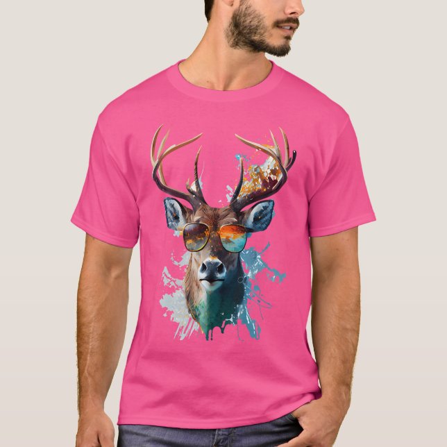 Hjort Sunglass som jagar Hunter Nature Fläkt Fores T Shirt (Framsida)