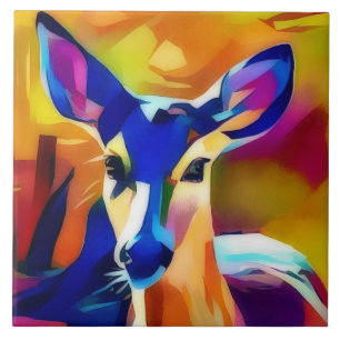 Hjort Sweet Ansikte Pop Art Stil Tile Trivet Kakelplatta