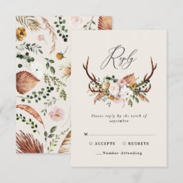 Hjort terrakotta rosa blomster- rustik elegant brö OSA kort