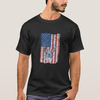 Hjort USA flagga | Jakt på Älskare Funny Hjort Hun T Shirt