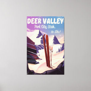 Hjort Valley, Park City, Utah, Ski-reseaffisch. Canvastryck