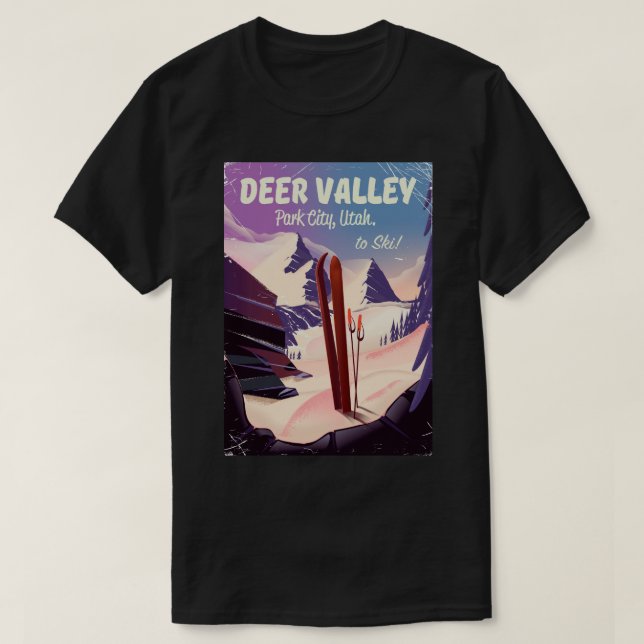 Hjort Valley, Park City, Utah, Ski-reseaffisch. T Shirt (Design framsida)