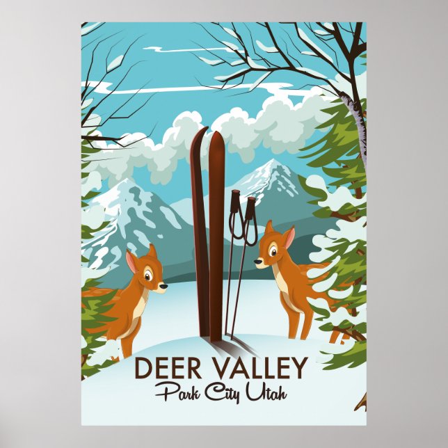 Hjort Valley Park City Utah ski Travel-affisch Poster (Framsidan)