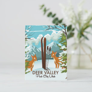 Hjort Valley Park City Utah ski Travel-affisch Vykort