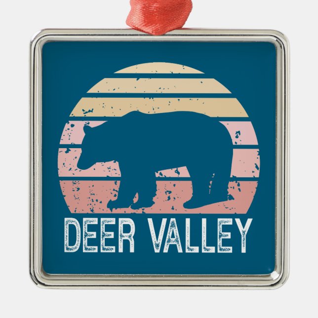 Hjort Valley Utah Retro Bear Julgransprydnad Metall (Framsidan)