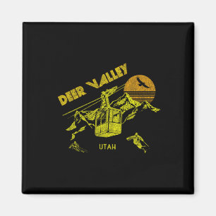 Hjort Valley Utah Retro Skiing Tee Magnet