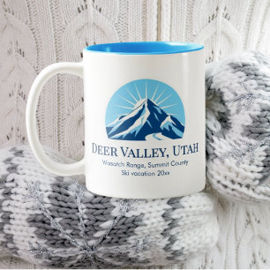 Hjort Valley Utah Wasatch-skidorten souvenir Två-Tonad Mugg