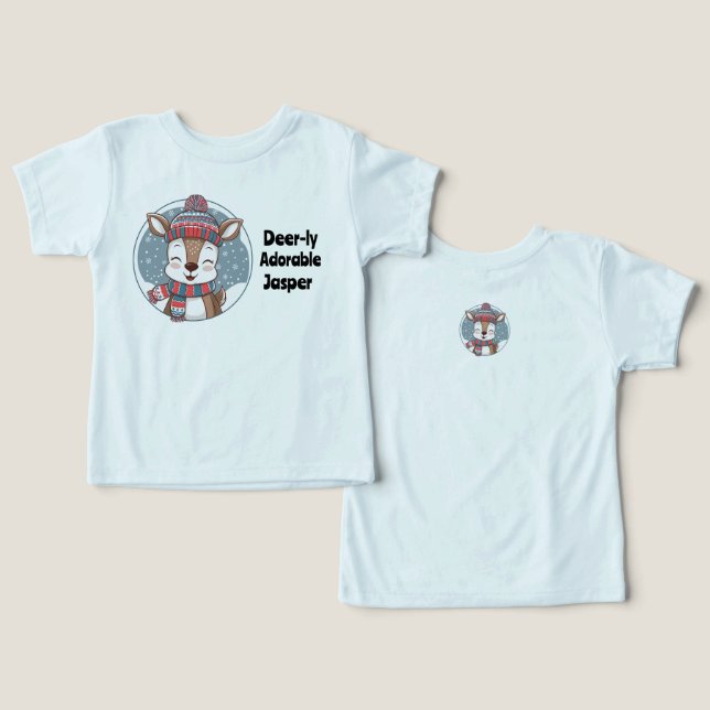 Hjort-vänlig Småbarn Shirt med redigerbar namn T (Design fram och bak)