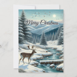Hjort vid jul ett Vinter Wonderland Flat Card Julkort