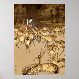 Hjort vid Kasuga Shrine Yoshida Hiroshi 1928 Poster