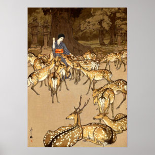 Hjort vid Kasuga Shrine Yoshida Hiroshi 1928 Poster