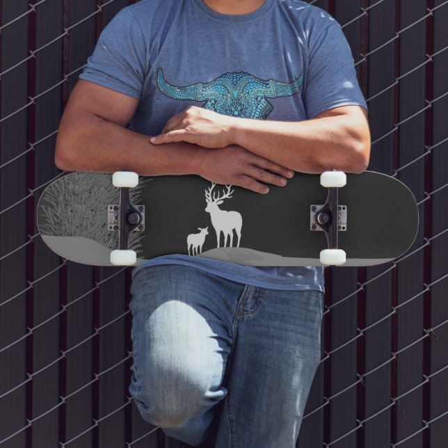 Hjort vid Måne Lit Backe Mini Skateboard Bräda 18,5 Cm (Utomhus 3)