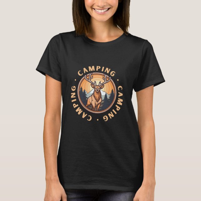 Hjort - Vildhet - Camping T Shirt (Framsida)