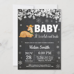 Hjort Vinter Baby Shower Kritskriftsinbjudan Inbjudningar